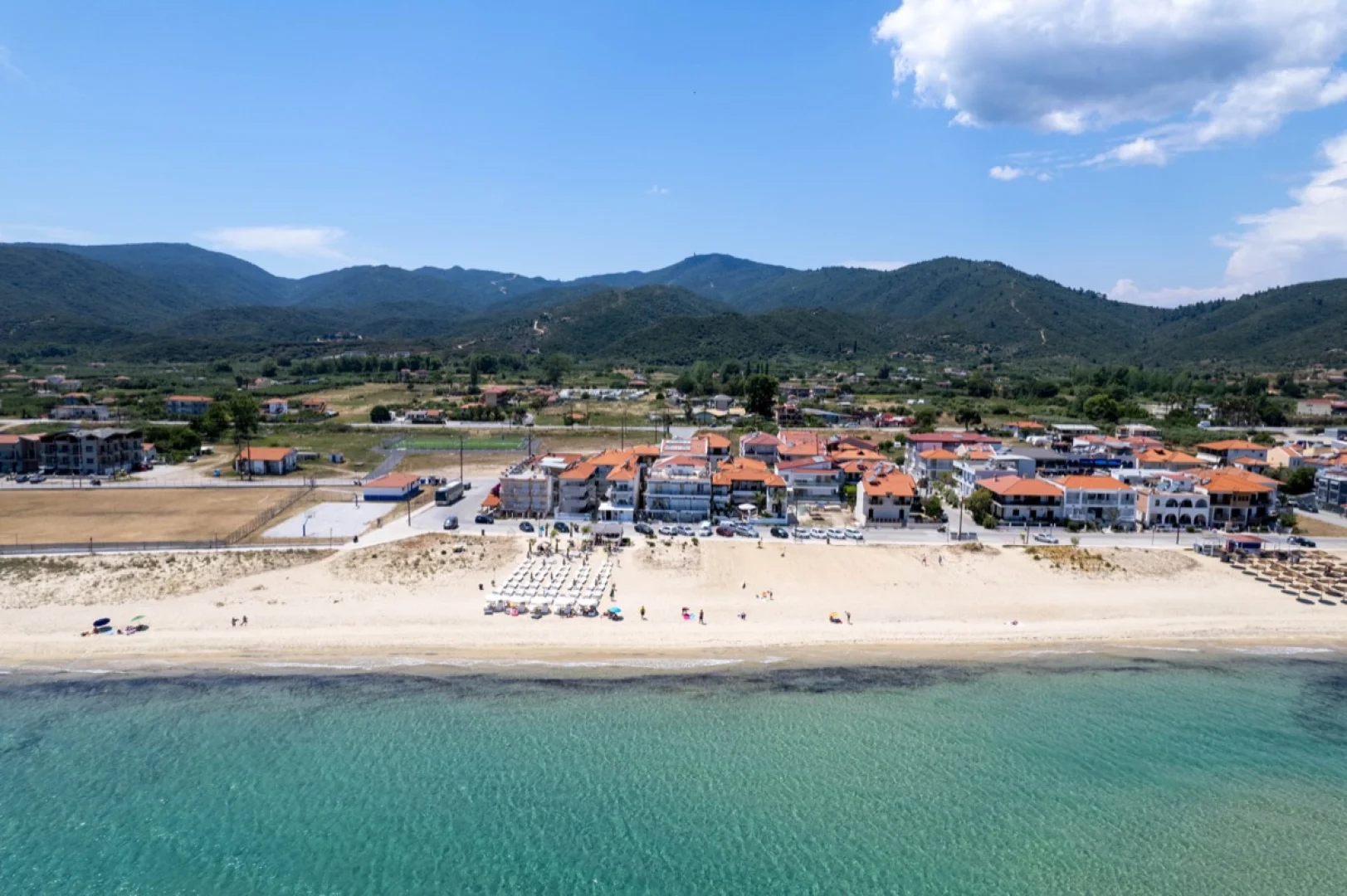 Sarti beach at sunset